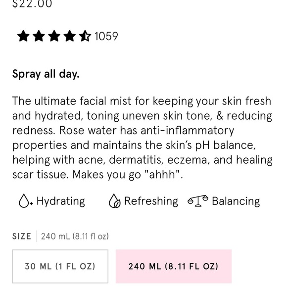 grace & stella Spray all day rose spray. Hydrating rose facial spray. - Picture 3 of 3